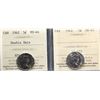 Image 1 : 1962 5¢ Gem Mint State-65, 1962 Double Date Choice Mint State-64, both ICCS graded.