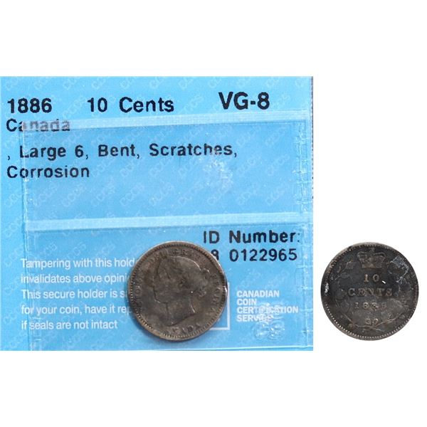 1886 10¢ Large 6 CCCS Very Good-8 with issues