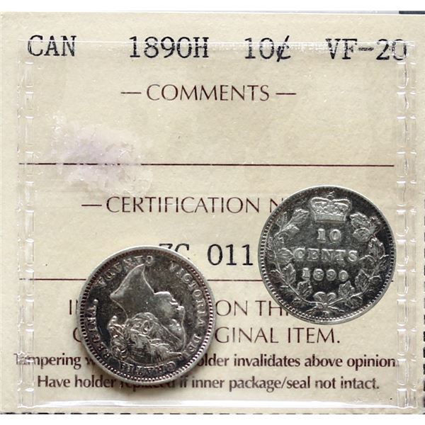 1890H 10¢ ICCS Very Fine-20.