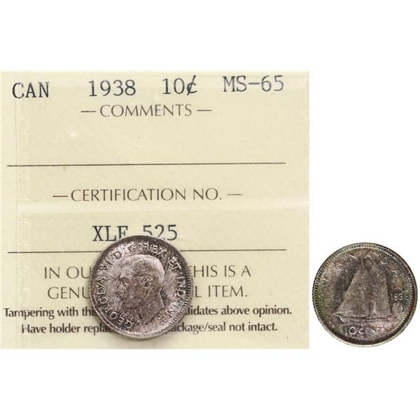 1938 10¢ ICCS Gem Mint State-65
