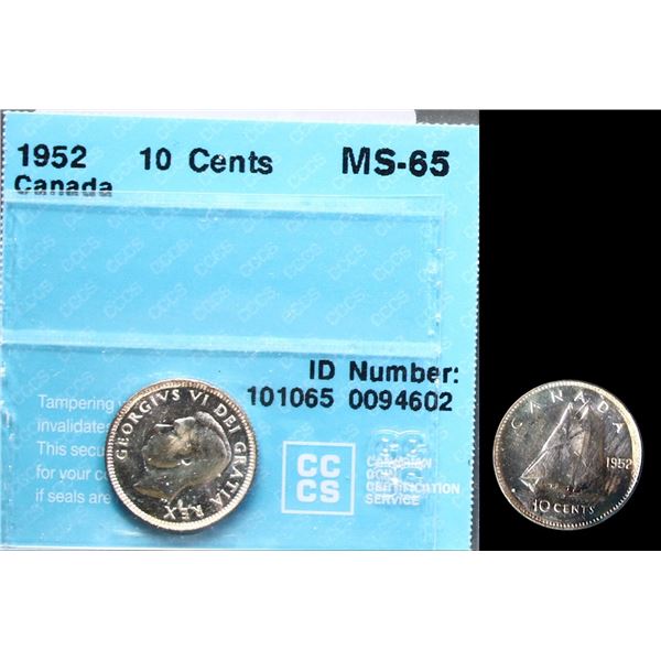 1952 10¢ CCCS Gem Mint State-65.