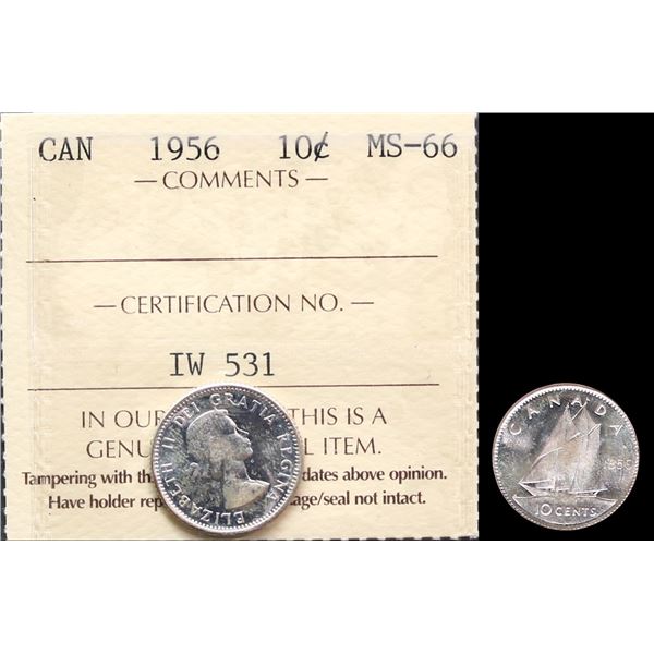 1956 10¢ ICCS Superb Gem Mint State-66.