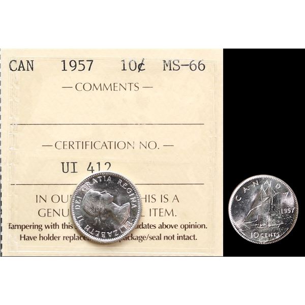 1957 10¢ ICCS Superb Gem Mint State-66.