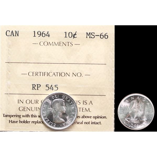 1964 10¢ ICCS Superb Gem Mint State-66.