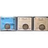 Image 1 : 1872H 25¢ CCCS Choice Fine-15, 1881H ICCS Fine-12 & 1892 ICCS Very Good-10.  Lot of 3 graded coins.