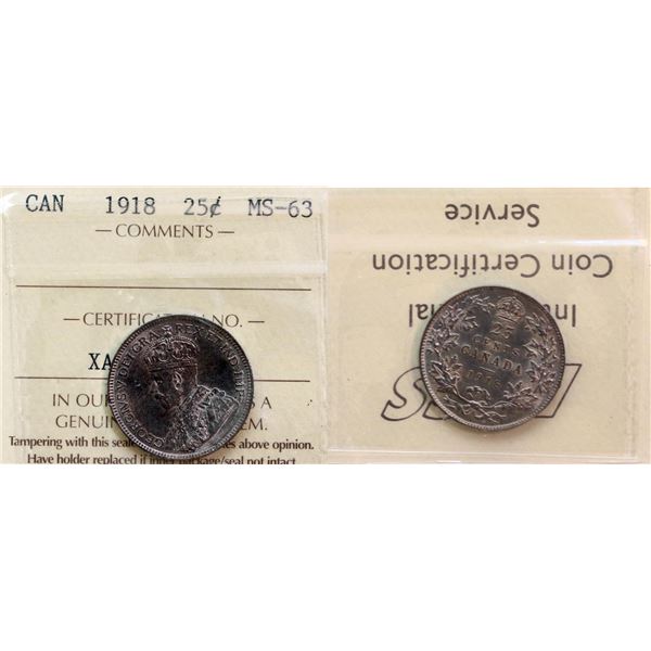 1918 25¢ ICCS Choice Mint State-63.
