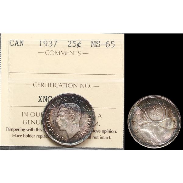 1937 25¢ ICCS Gem Mint State-65.