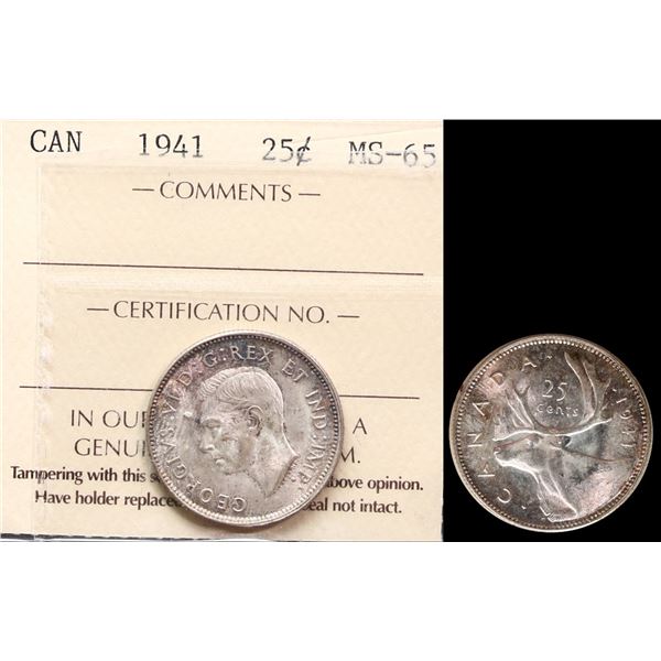 1941 25¢ ICCS Gem Mint State-65.
