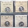 Image 1 : 1944 25¢, 1949, 1953 SD, and 1960 all ICCS Choice Mint State-64 Cameo, lot of 4 coins.