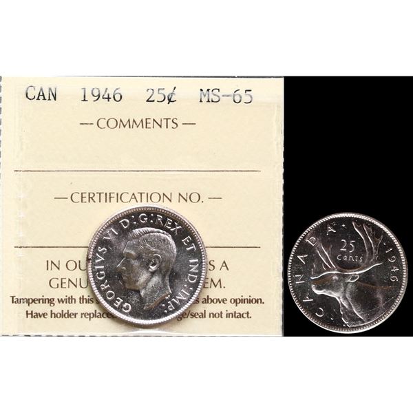 1946 25¢ ICCS Gem Mint State-65.