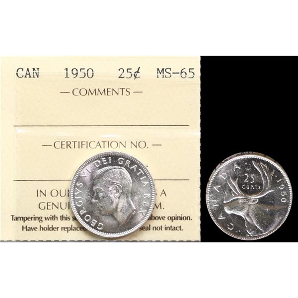 1950 25¢ ICCS Gem Mint State-65.