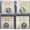 1961 25¢, 1962, 1963, and 1964 all ICCS Gem Mint State-65 Heavy Cameo, lot of 4 coins.