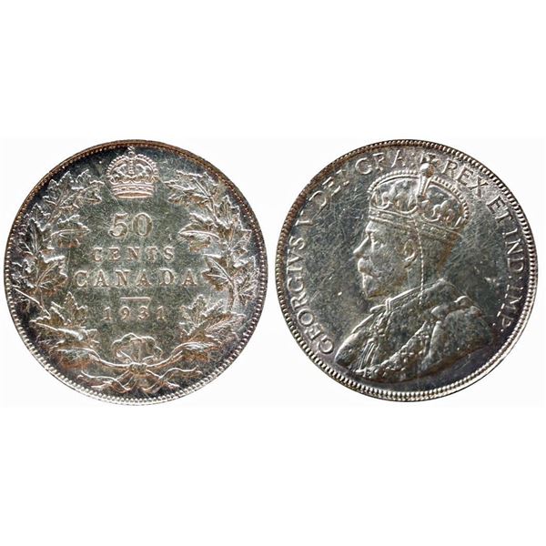 1931 50¢ ICCS About Uncirculated-50 Cleaned; Scratch.