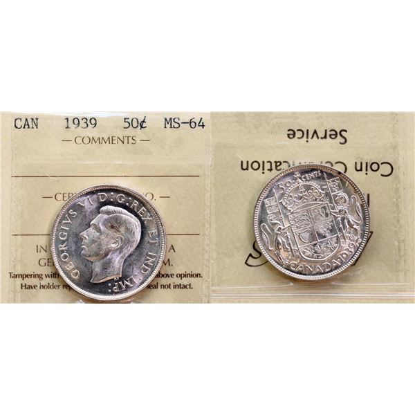 1939 50¢ ICCS Choice Mint State-64.