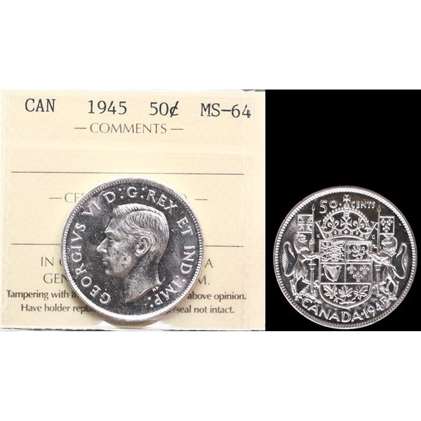 1945 50¢ ICCS Choice Mint State-64.