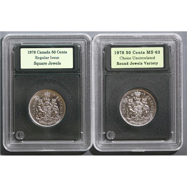 1978 50¢ RD & Square Beads, lot of 2 Mint State coins.