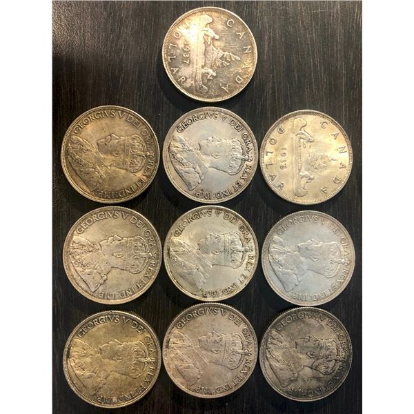 1936 $1 (9), 1937  Lot of 10 coins.  All UNC or better