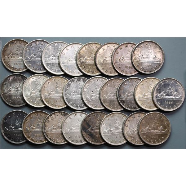 1936 $1 Lot of 25 coins.  Average EF to AU