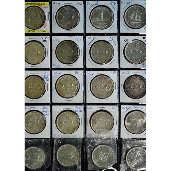 Group Lot of 20 Silver $1 1936 to 1963.  Grades vary.