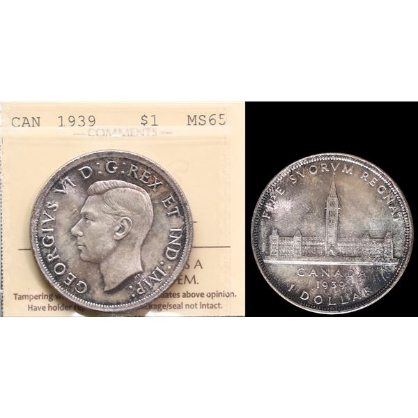 1939 $1 ICCS Gem Mint State-65  Attractively toned.