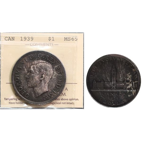 1939 $1 ICCS Gem Mint State-65 Intense russet and green tones over full underlying lustre.