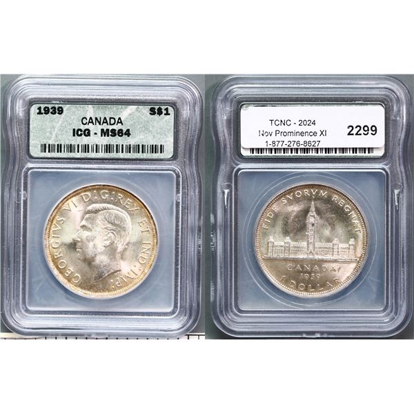 1939 $1 ICG MS64, Brilliant and lustrous.