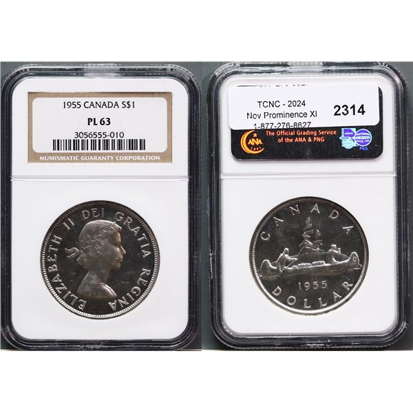 1955 $1 NGC Choice Proof-Like-63  Brilliant with reflective surfaces.