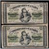 1870 25¢ DC-1c "Plain" Fine with minor issues. Lot of 2 notes.