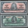Image 1 : 1937 $1 BC-21d, 1937 $2 Z/B Both notes VF to EF, lot of 2 notes.