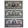 Image 1 : 1937 $10 BC-24c, $20 BC-25b #HE1008648 & $100 BC-27b.  Lot of 3 notes EF to AU.