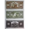 Image 2 : 1937 $10 BC-24c, $20 BC-25b #HE1008648 & $100 BC-27b.  Lot of 3 notes EF to AU.