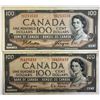 Image 1 : 1954 $100 BC-35a & BC-43a.  Both notes F to VF+