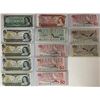 Image 1 : Replacement & Changeover Lot;  Mixed denominations, varieties and dates.  Lot of 13 notes.  F-VF to 