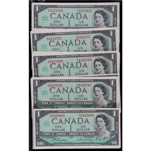 1967 $1 BC-45b "with Serial number" UNC or better!  Lot of 78 notes.