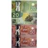 Image 1 : Low numbers; 2004 $20, 2012 $20's & $50's Lot of 4 nots VF to Gem Unc.