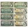 Image 1 : Fancy Numbers; 1954 & 1973 $1's Lot of 8 notes VF or better.