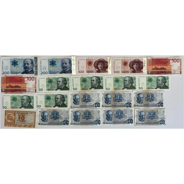 Norway; Large lot of various denominations and grades Face Value $150+