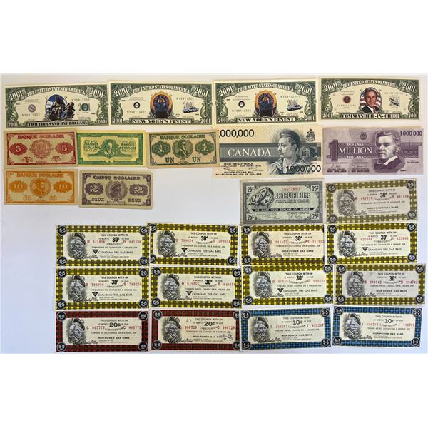 Scrip & fantasy notes, lot of 25 various notes.