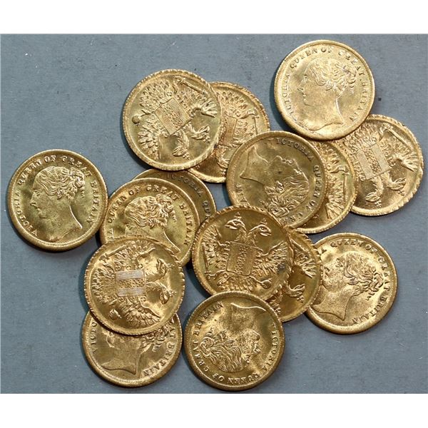 Great Britain; Victoria Queen of Great Britain Token Lot,  Lot of 15 pcs.