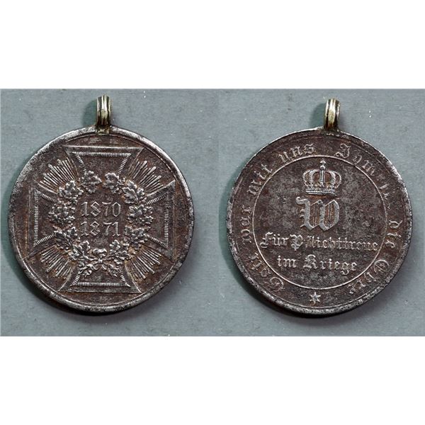 Medal; Germany - Franco-Prussian War Medal for Combatants 1870-71. Circular iron medal, Obv.; bears 