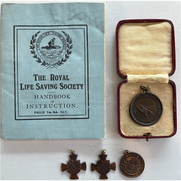 Medallions;  3 Royal Saving Society Medallion includes also a Handbookof Instruction.