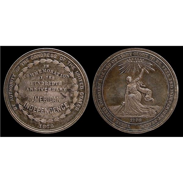 USA; 1776 Dollar (So called Dollar).  US Centennial Exposition official Silver Medal. rev. These Uni