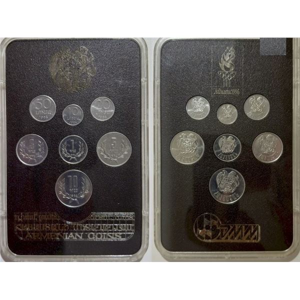 World Coins;  Armenia 1994 7 Coins Unc Mint Set Atlanta 1996 Olympics.