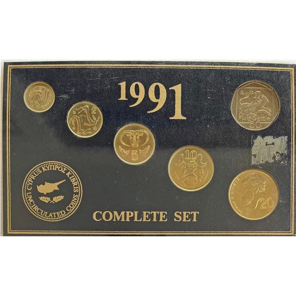World Coins; Cyprus 1991 Complete 6 Coin Set.