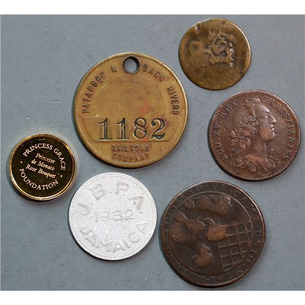 World Token Lot;  Lot of 6 pcs includes Princesse De Monaco – Grace Kelly – Rose B