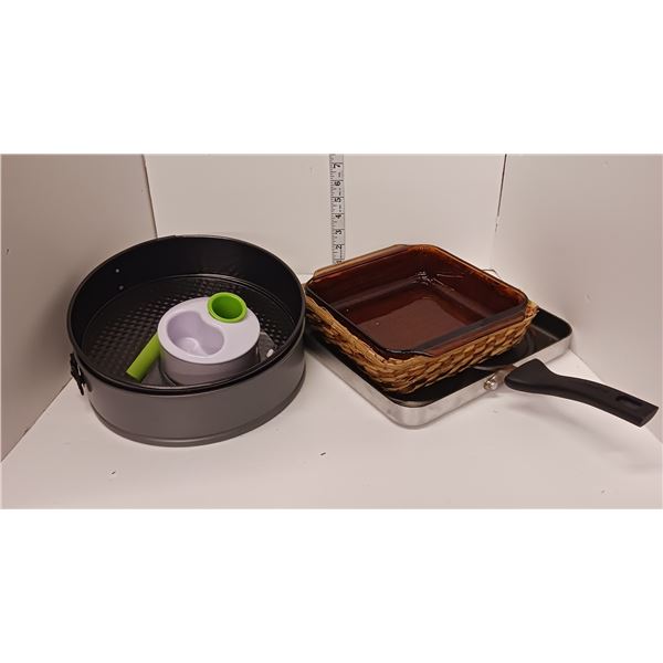 Lot of Vintage Cookware - Flan Pans, Visionware Square Dish Etc