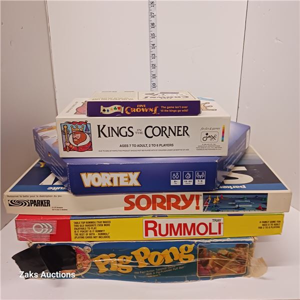 Lot of Vintage & Modern Board Games - Vortex, Sorry, Rummoli Etc - Unverified if complete