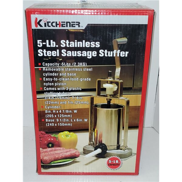 New Kitchener 5 lb Stainless Steel Sausage Stuffer