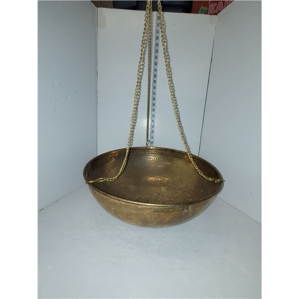 Large Indian Brass Hanging Plant Holder - Very Nice!