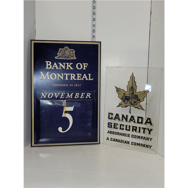 Vintage Bank of Montreal Perpetual Calendar (metal with cardboard inserts -COMPLETE) + Plastic Canad